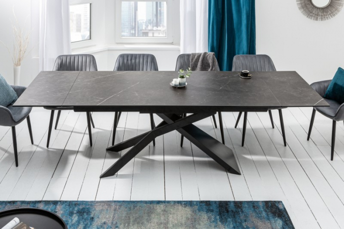 Masă dining extensibilă gri cu blat de ceramică Euphoria, 180-220-260 cm [3]