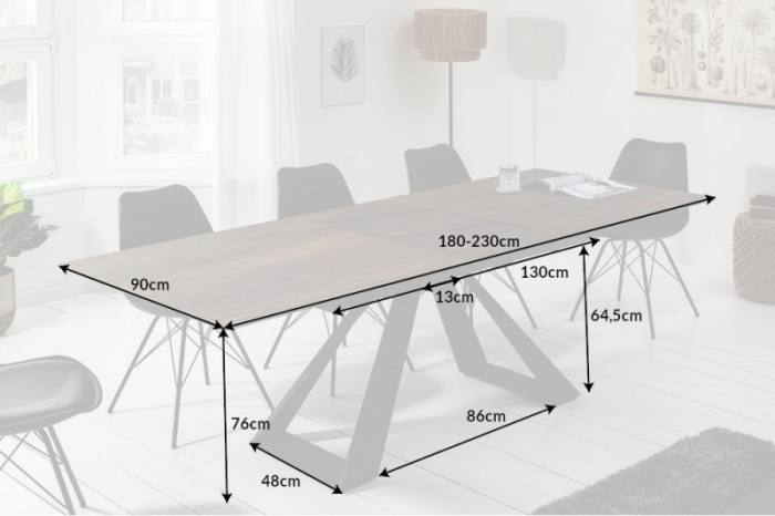 Masă dining extensibilă cu blat de ceramică Concord, 180-230 cm [7]
