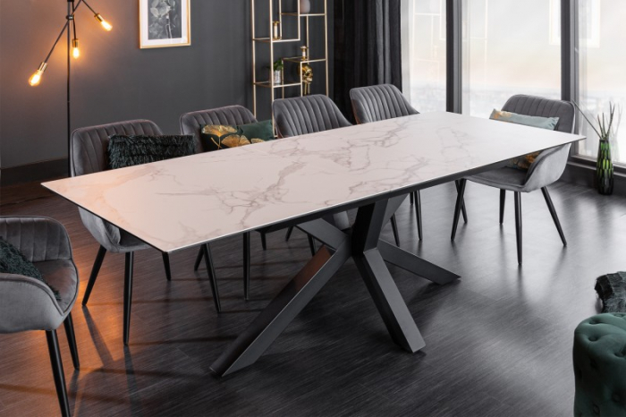 Masă dining extensibilă alb/gri cu blat de ceramică Eternity, 180-225 cm [2]