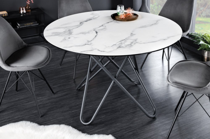 Masa dining rotunda cu blat din ceramica Ellipse [3]