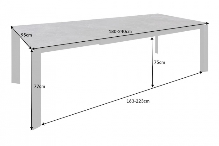 Masa dining extensibila cu blat din ceramica Esstisch 180-240 cm, aspect granit [12]