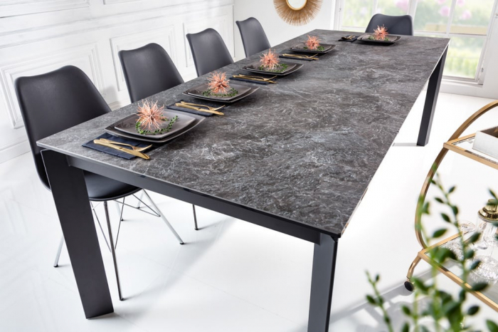 Masa dining extensibila cu blat din ceramica Esstisch 180-240 cm, aspect granit [3]