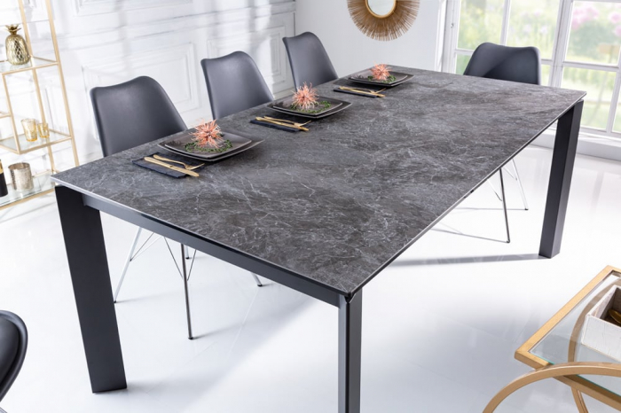 Masa dining extensibila cu blat din ceramica Esstisch 180-240 cm, aspect granit [5]