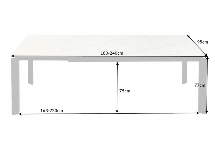 Masa dining extensibila cu blat din ceramica Esstisch 180-240 cm, alb [11]