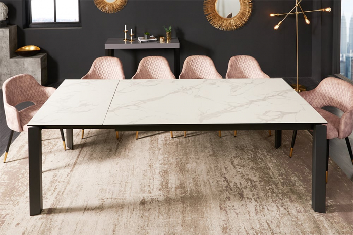 Masa dining extensibila cu blat din ceramica Esstisch 180-240 cm, alb [9]