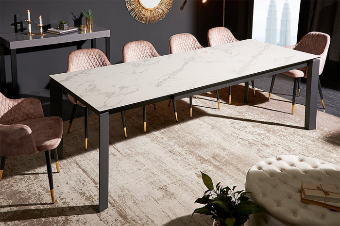 Masa dining extensibila cu blat din ceramica Esstisch 180-240 cm, alb [2]