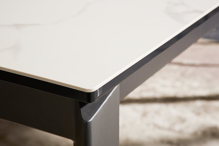 Masa dining extensibila cu blat din ceramica Esstisch 180-240 cm, alb [8]