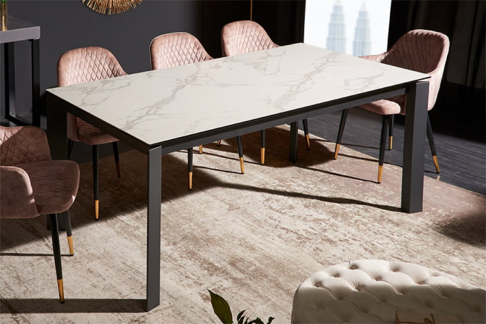 Masa dining extensibila cu blat din ceramica Esstisch 180-240 cm, alb [5]