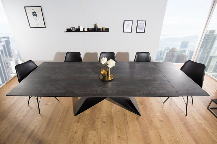 Masa dining extensibila cu blat din ceramica Prometheus 180-260 cm, gri-maro [6]