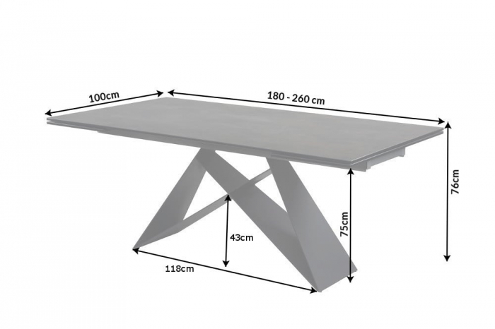 Masa dining extensibila cu blat din ceramica Prometheus 180-260 cm, gri-maro [11]