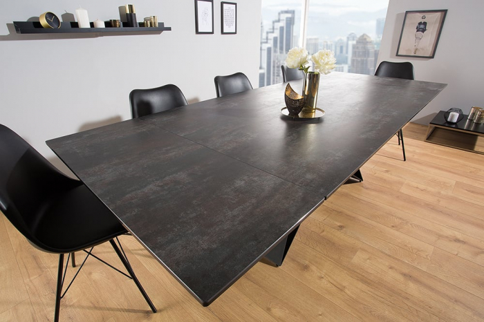 Masa dining extensibila cu blat din ceramica Prometheus 180-260 cm, gri-maro [5]