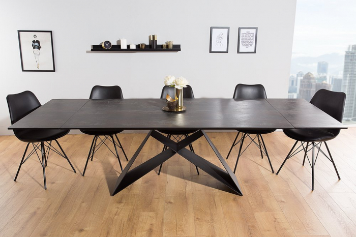 Masa dining extensibila cu blat din ceramica Prometheus 180-260 cm, gri-maro [2]