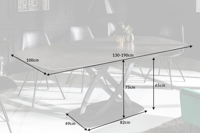 Masa dining extensibila cu blat din ceramica Inception 130-190 cm, antracit [11]