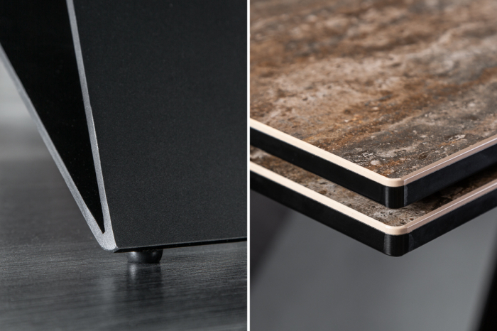 Masa dining extensibila cu blat din ceramica Prometheus 180-260 cm, maro-gri [11]