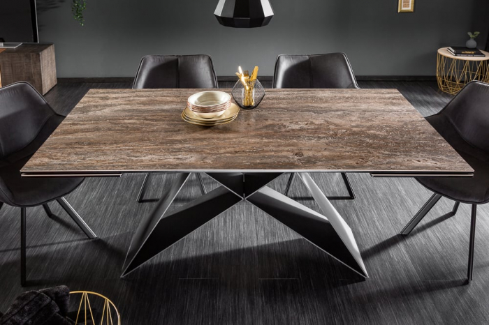 Masa dining extensibila cu blat din ceramica Prometheus 180-260 cm, maro-gri [6]