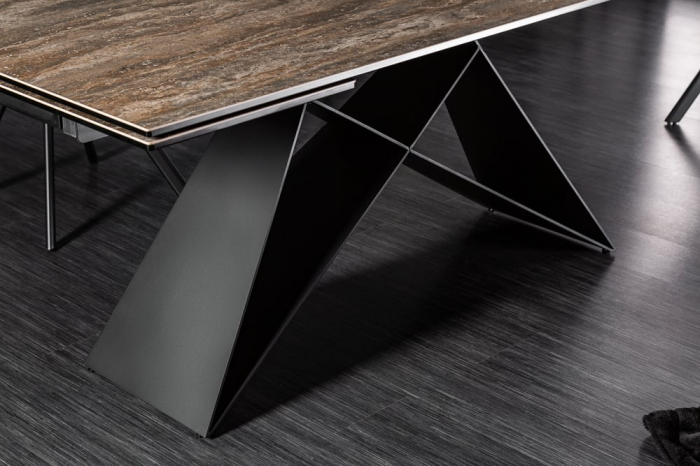 Masa dining extensibila cu blat din ceramica Prometheus 180-260 cm, maro-gri [10]