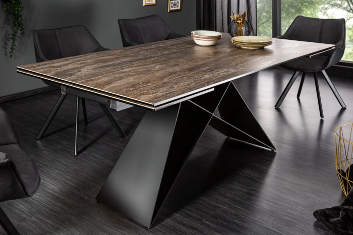 Masa dining extensibila cu blat din ceramica Prometheus 180-260 cm, maro-gri [3]