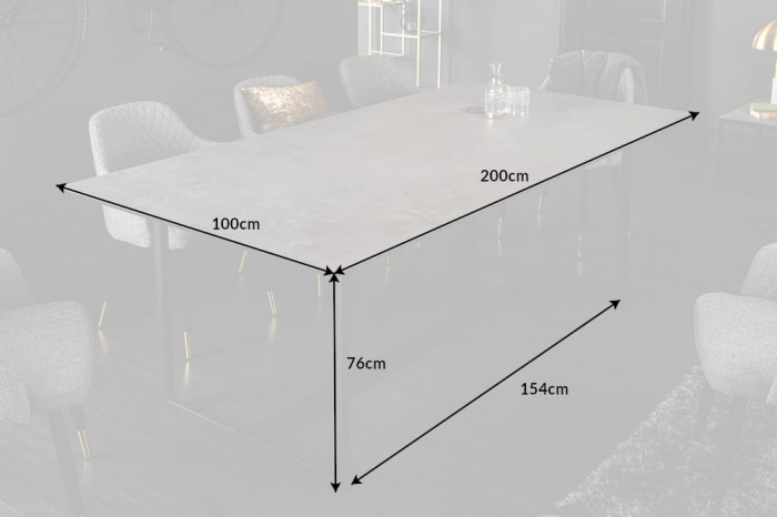 Masa dining cu blat din ceramica Symbiose 200 cm, gri [9]