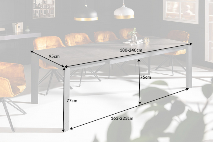 Masa dining extensibila cu blat din ceramica Prometheus 180-260 cm, maro-gri [12]
