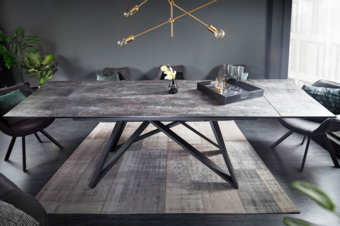 Masă dining extensibilă gri/negru cu blat de ceramică Atlas, 180-220-260 cm [2]