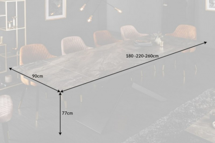 Masă dining extensibilă neagră cu blat de ceramică Euphoria, 180-220-260 cm [7]