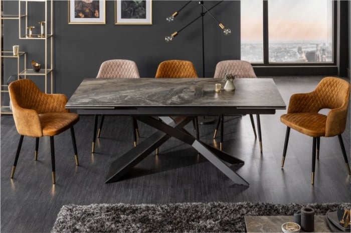 Masă dining extensibilă neagră cu blat de ceramică Euphoria, 180-220-260 cm [3]