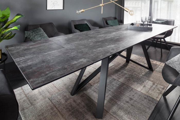 Masă dining extensibilă gri/negru cu blat de ceramică Atlas, 180-220-260 cm [5]