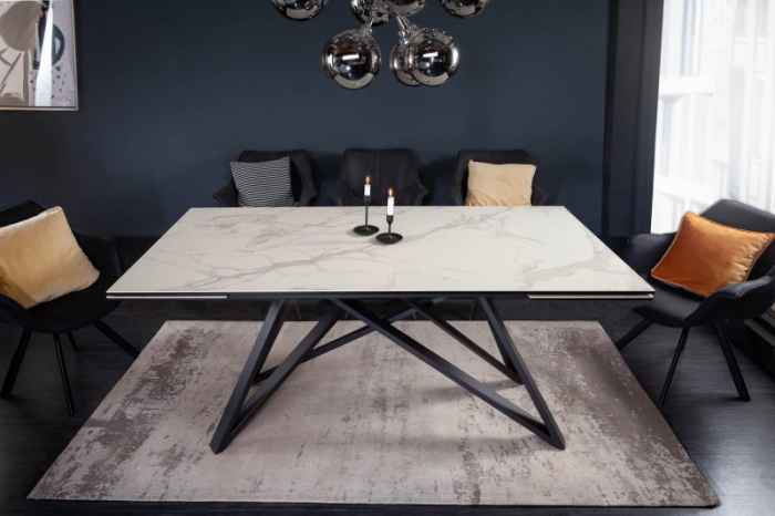 Masă dining extensibilă alb/gri cu blat de ceramică Atlas, 180-220-260 cm [5]