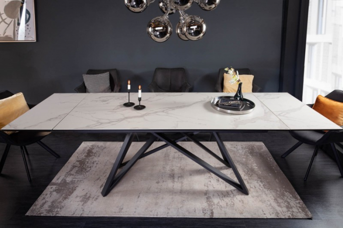 Masă dining extensibilă alb/gri cu blat de ceramică Atlas, 180-220-260 cm [2]
