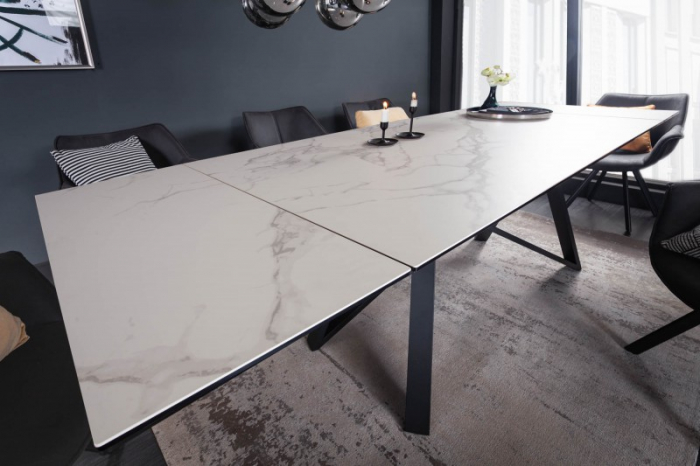 Masă dining extensibilă alb/gri cu blat de ceramică Atlas, 180-220-260 cm [4]