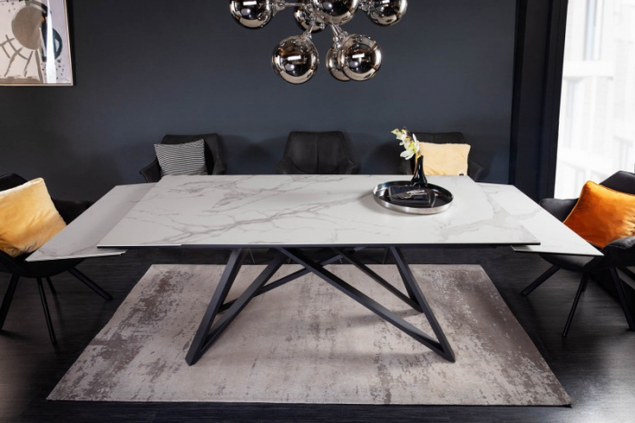 Masă dining extensibilă alb/gri cu blat de ceramică Atlas, 180-220-260 cm [3]