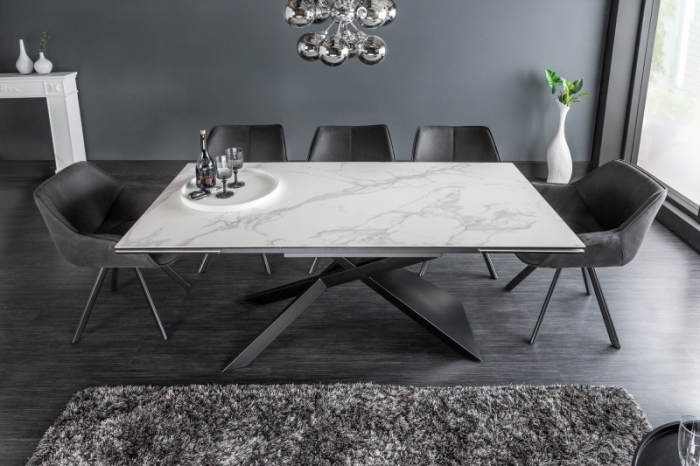 Masă dining extensibilă albă cu blat de ceramică Euphoria, 180-220-260 cm [2]