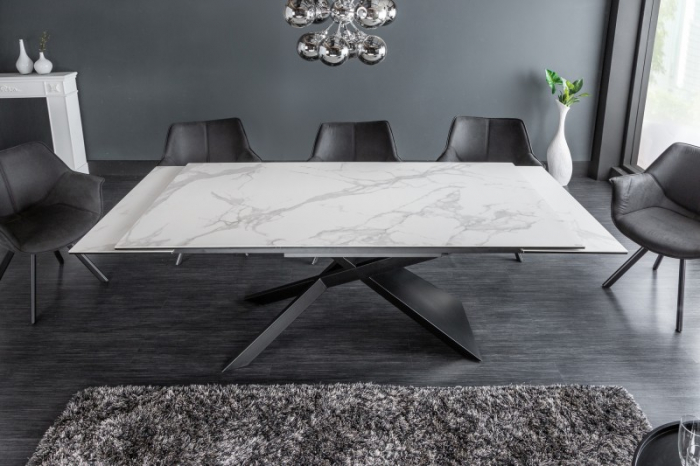 Masă dining extensibilă albă cu blat de ceramică Euphoria, 180-220-260 cm [3]