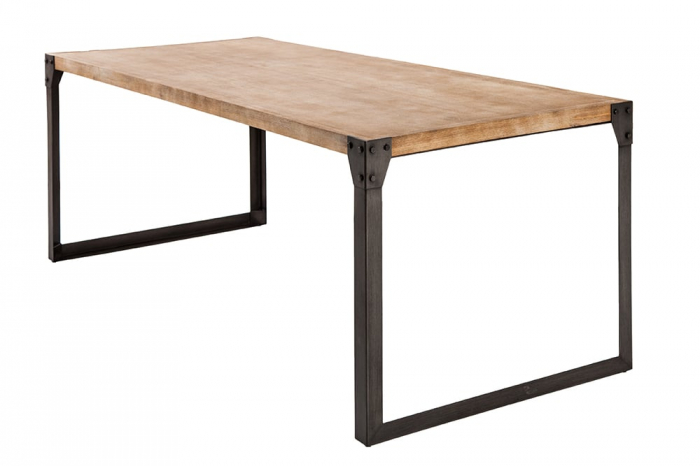 Masa dining Factory cu blat din lemn de salcam si piciare metalice  [1]