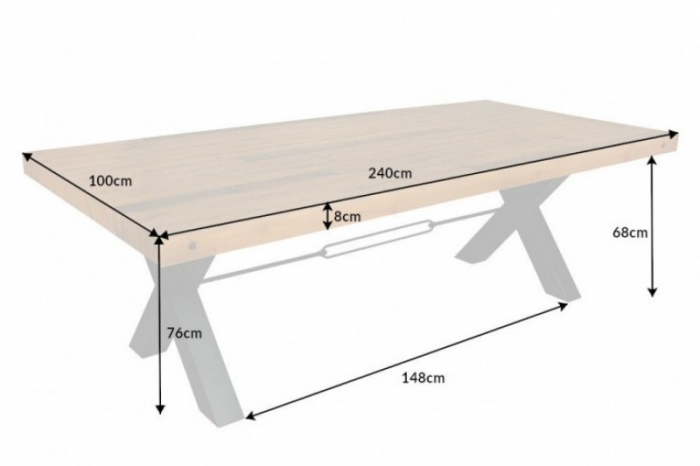 Masă dining Thor cu blat din lemn masiv de pin, 200 cm [7]