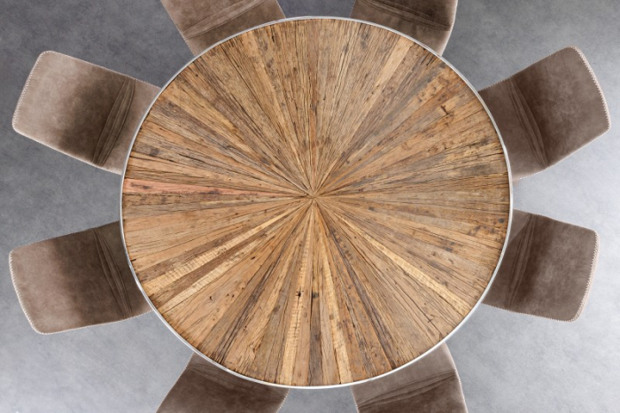Masa dining rotunda Barracuda cu blat din lemn masiv de tec, 140 cm [7]