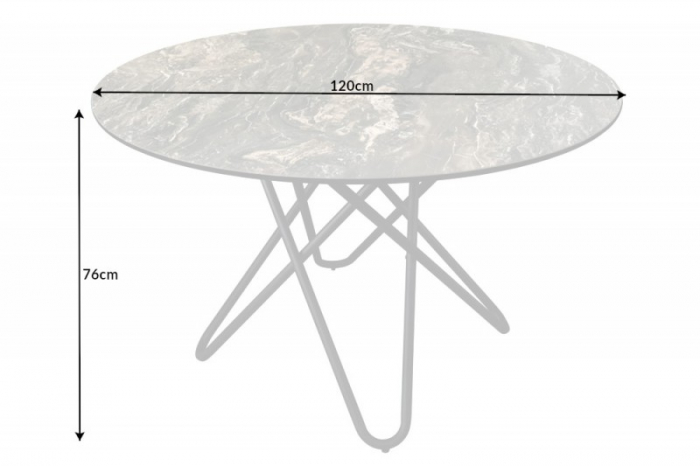 Masa dining rotunda ELLIPSE cu blat din ceramica si picioare metalice, alb [6]