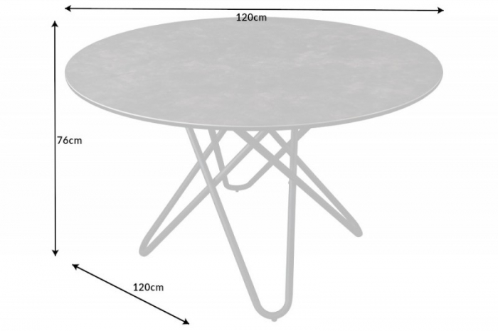 Masa dining rotunda ELLIPSE cu blat din ceramica si picioare metalice, antracit [6]