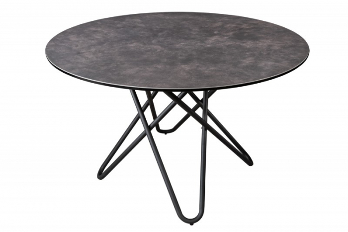 Masa dining rotunda ELLIPSE cu blat din ceramica si picioare metalice, antracit [5]