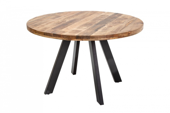 Masa dining rotunda Iron Craft cu blat din lemn de mango, 120 cm [1]