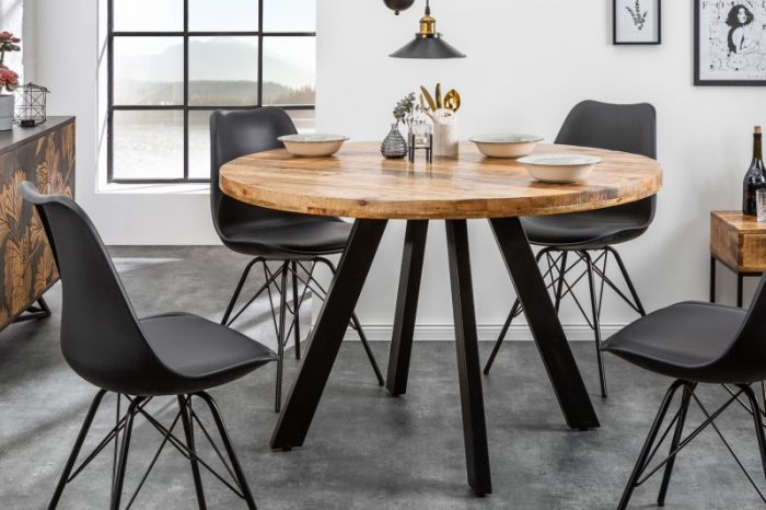 Masa dining rotunda Iron Craft cu blat din lemn de mango, 120 cm [2]