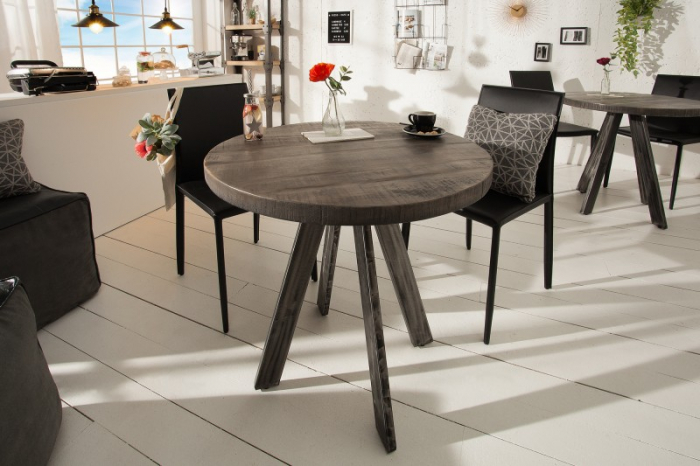 Masa dining rotunda Iron Craft cu blat din lemn de mango, 80 cm [2]