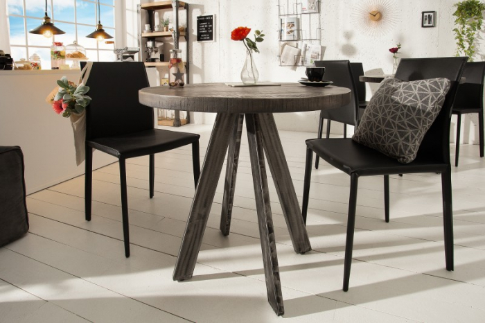 Masa dining rotunda Iron Craft cu blat din lemn de mango, 80 cm [3]