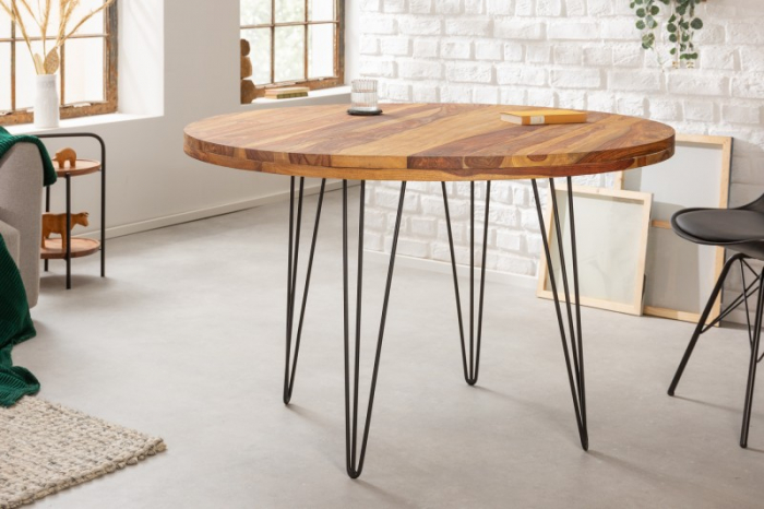 Masa dining rotunda Makassar cu blat din lemn de Sheesham, 120 cm [3]