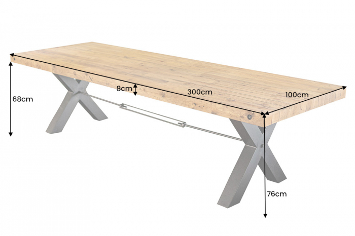 Masă dining Thor cu blat din lemn masiv de pin, 300 cm [10]