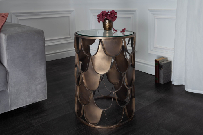 Masă laterală ABSTRACT 55cm solzi de pește,sticlă securizată [2]