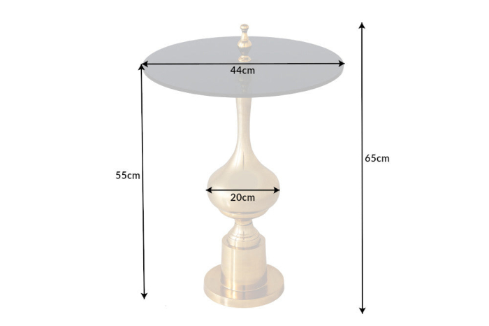 Masă laterală ABSTRACT 65cm aurie cu blat de sticlă [8]