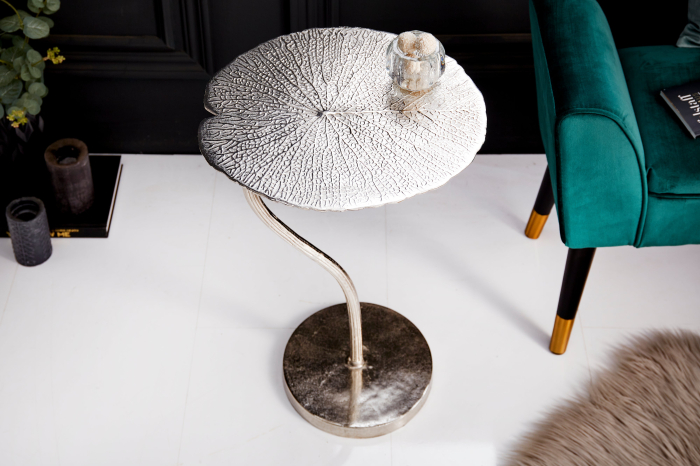 Masă laterală ABSTRACT LEAF 40cm argintie [3]