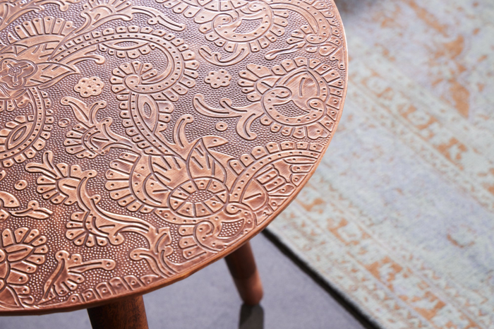 Masă laterală ALCASAR 50cm lemn de mango și metal placat cu cupru antic [6]