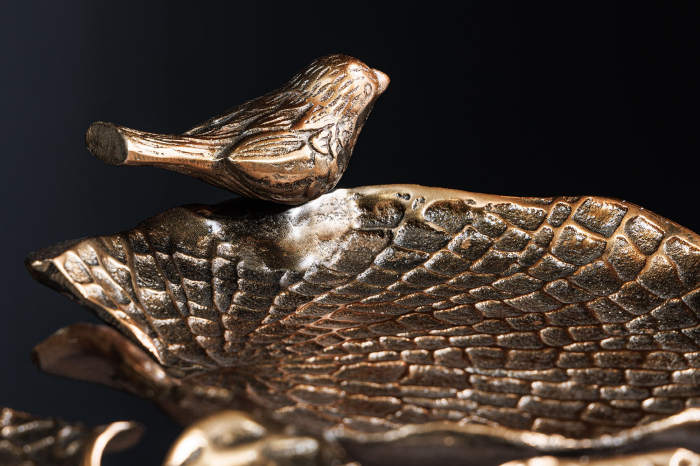 Masă laterală BIRDS 60cm design cu frunze ,exterior alamă antică  [4]